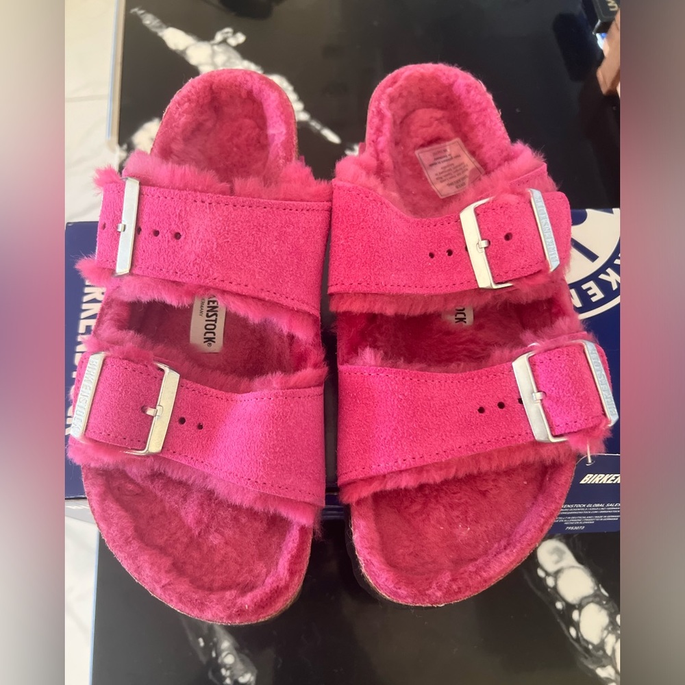 Fur sandals new with box